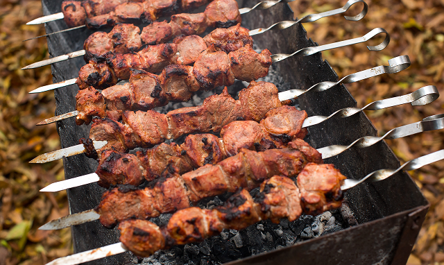 meat roasted on fire barbecue kebabs on the grill 2025 04 22 17 59 14 utc